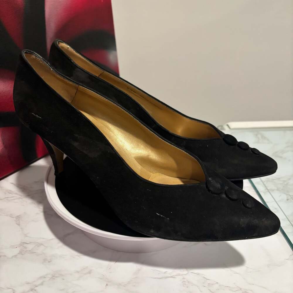 Morgan Taylor Women's Pumps Black Suede Size 8.5 - Picture 1 of 12